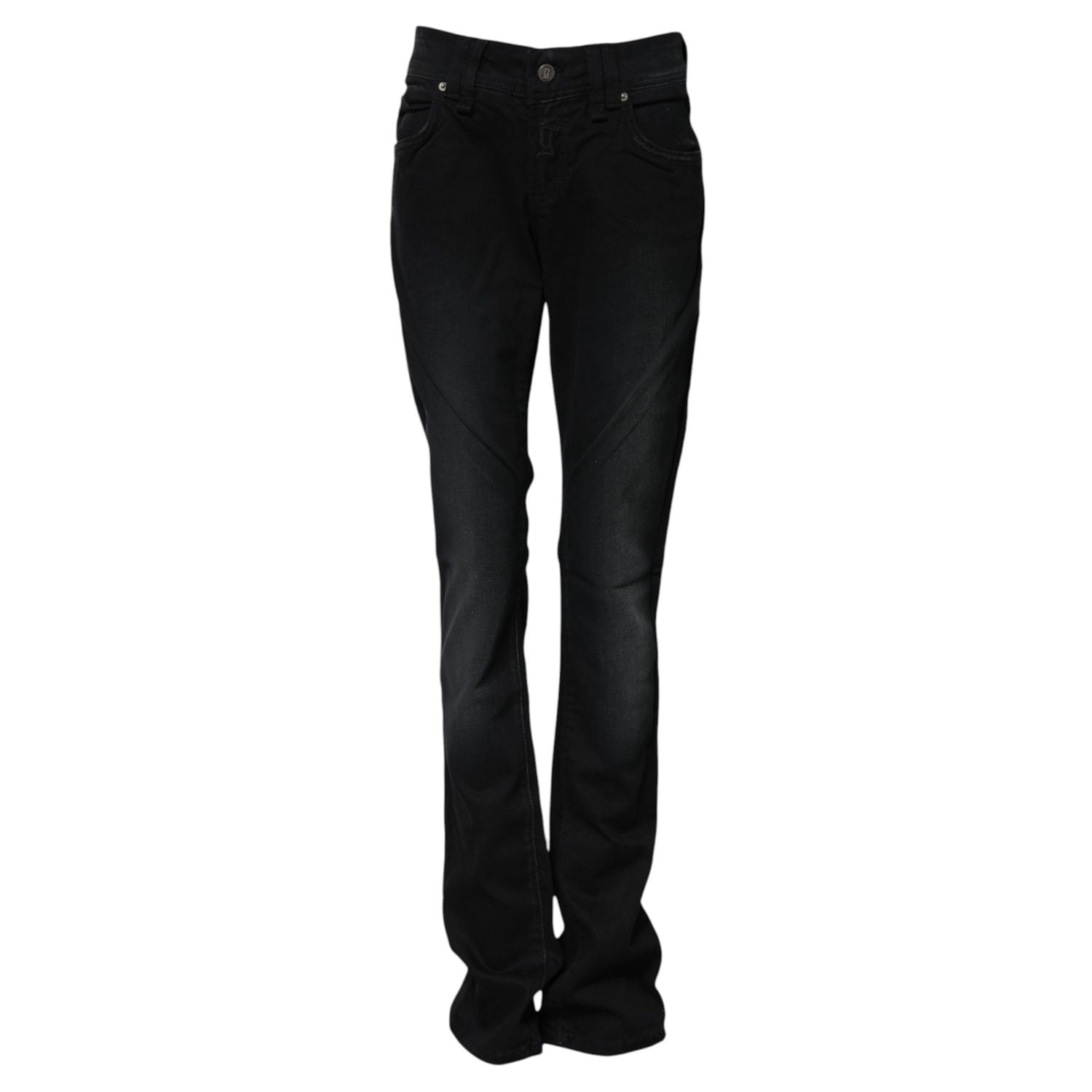 John Galliano Black Cotton Mid Waist Tapered Denim Jeans