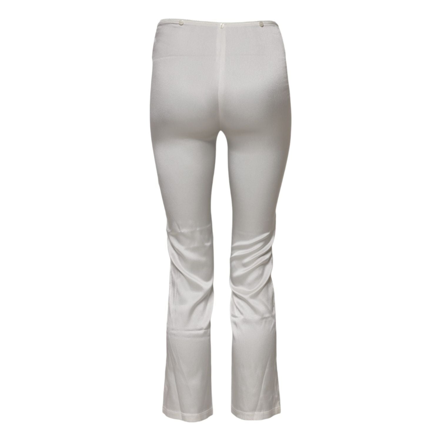 Dolce & Gabbana Ivory Silk Tapered High Waist Pants