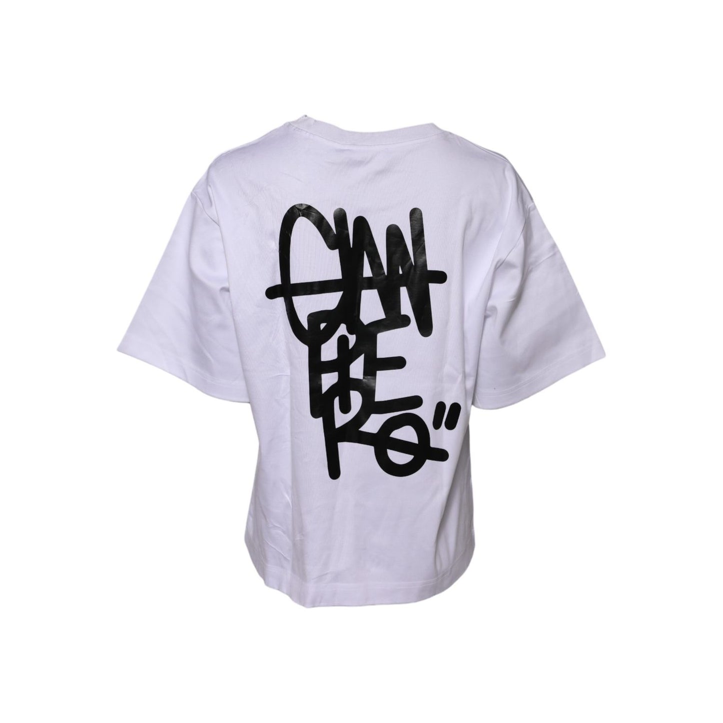 Dolce & Gabbana White Cotton Graphic Print Crew Neck T-shirt