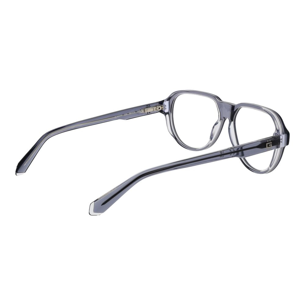 Alt Tag: Guess Gray Men Glasses Frame in grey acetate full-rim aviator style, 56-14-145 size, featuring spring hinges and demo lenses.