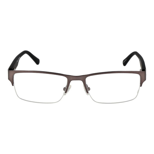 Guess Brown Men Glasses Frame, half-rim metal design, 56-18-145 size, rectangle style with demo plastic lenses. Includes branded case.