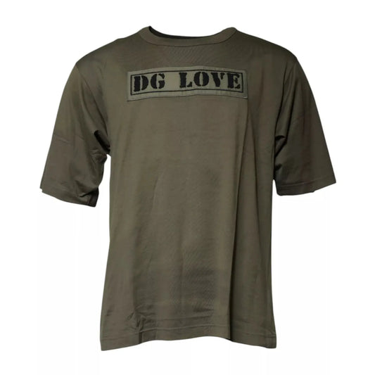 Dolce & Gabbana Army Green DG Love Cotton Crew Neck T-shirt TSH87689-48