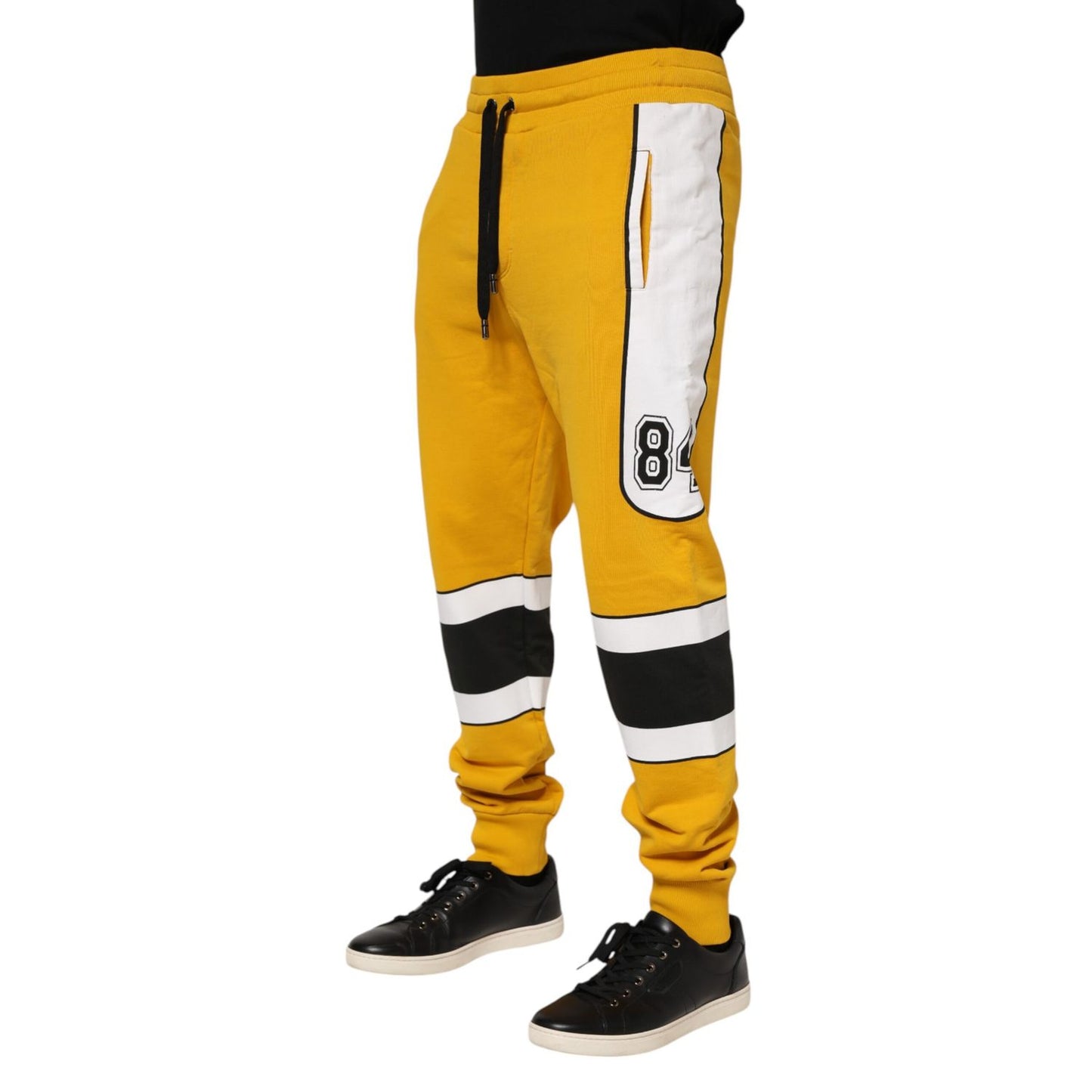 Dolce & Gabbana Yellow Cotton Printed Sweatpants Jogger Pants