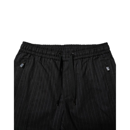 Dolce & Gabbana Black Striped Wool Men Jogger Pants