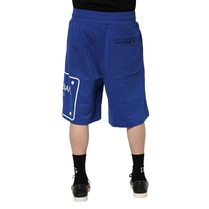 Dolce & Gabbana Blue Logo Cotton Bermuda Sweatshorts Shorts