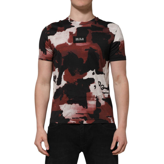 Dolce & Gabbana Multicolor Camouflage Men Crew Neck T-shirt TSH90499-44