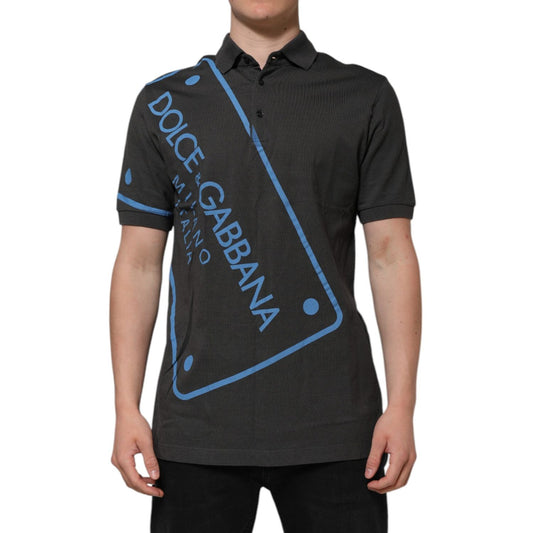 Dolce & Gabbana Dark Gray Short Sleeve Collared Polo T-shirt TSH90572-52