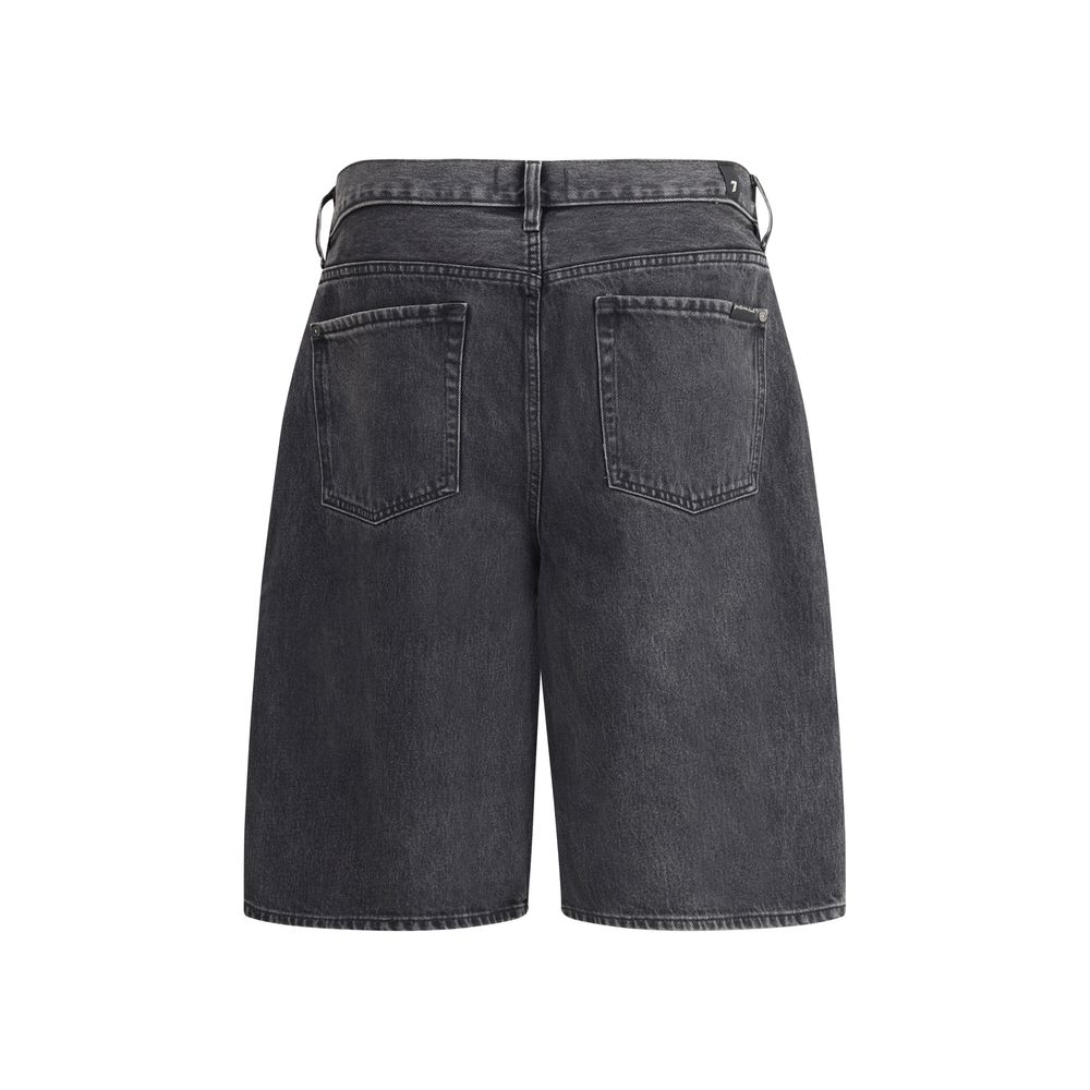 7FOR Black Cotton Bermuda Shorts