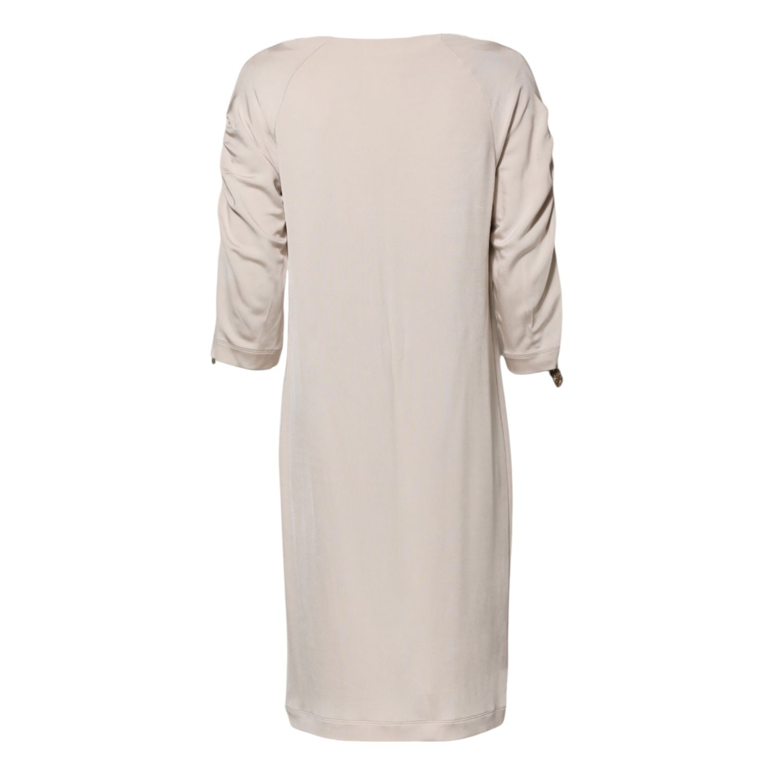 Roberto Cavalli Ivory Viscose Sheath Knee Length Dress
