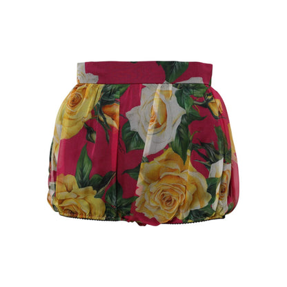 Dolce & Gabbana Red Floral High Waist Women Hot Pants Shorts