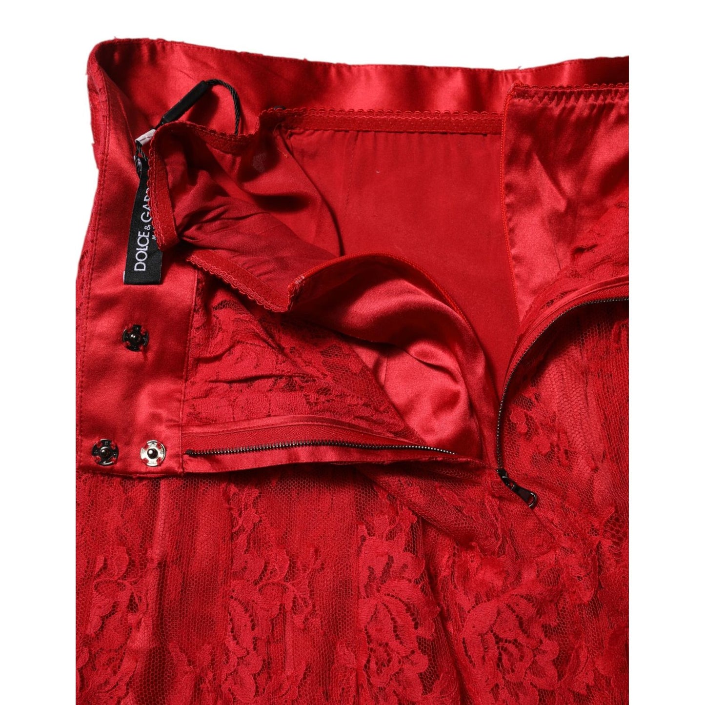 Dolce & Gabbana Red Cotton Floral Lace A-line Long Maxi Skirt SKI2139-44