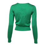 Dolce & Gabbana Green Floral Detailing Silk Pullover Sweater TSH87602-38