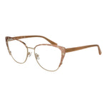 Guess Beige Women Glasses Frame, full-rim metal cat eye design with demo lenses, includes branded case.