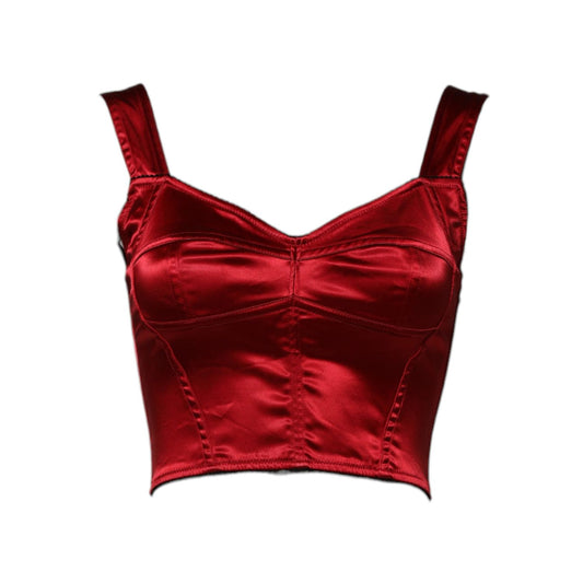 Dolce & Gabbana Red Bustier Sleeveless Corset Cropped Top