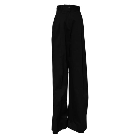 Dolce & Gabbana Black Cotton HighWaist Wide Leg Pants PAN74986-40