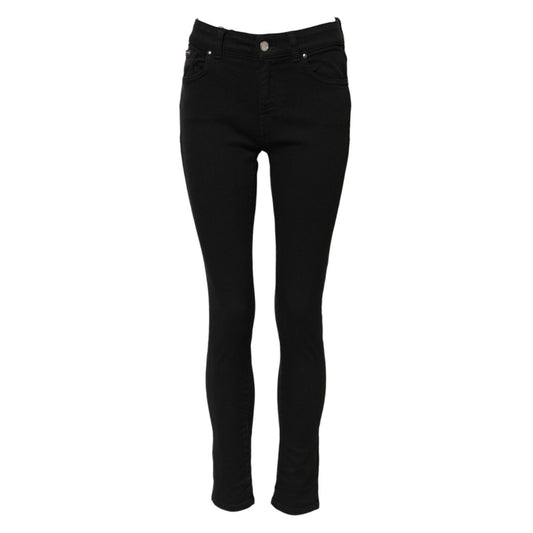 Dolce & Gabbana Black Cotton Logo Skinny MidWaist Denim Jeans
