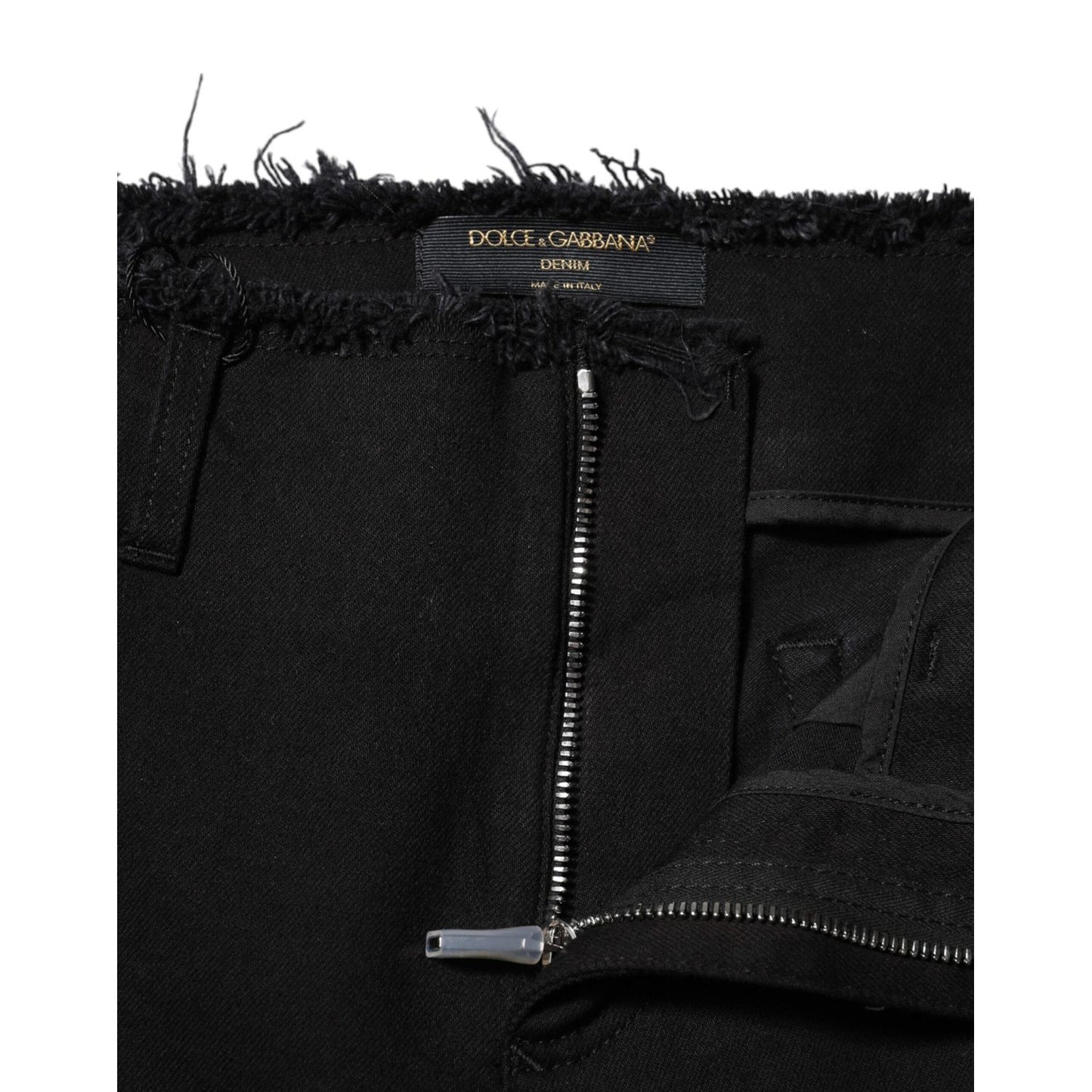 Dolce & Gabbana Black Cotton Mid Waist Flared Denim Jeans
