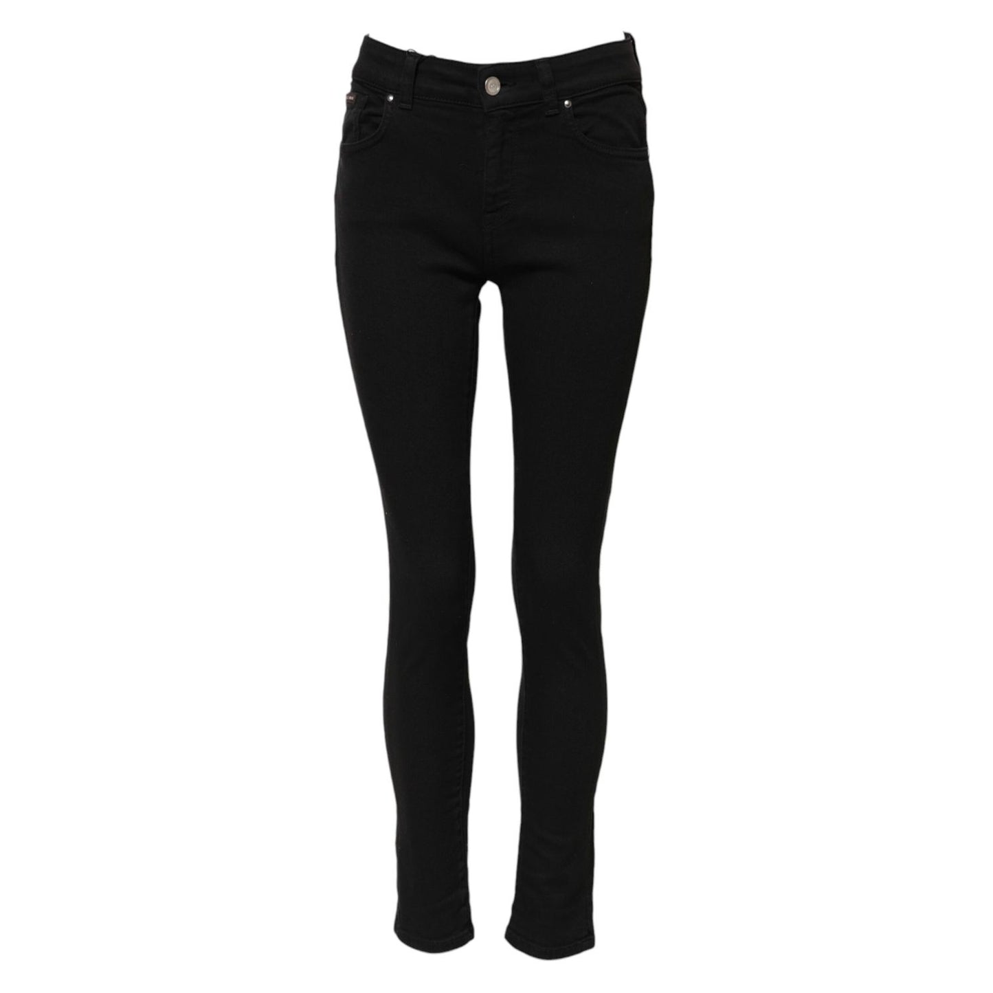 Dolce & Gabbana Black Cotton Mid Waist Skinny Denim Jeans