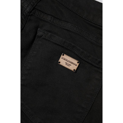 Dolce & Gabbana Black Cotton Skinny Mid Waist Denim Jeans