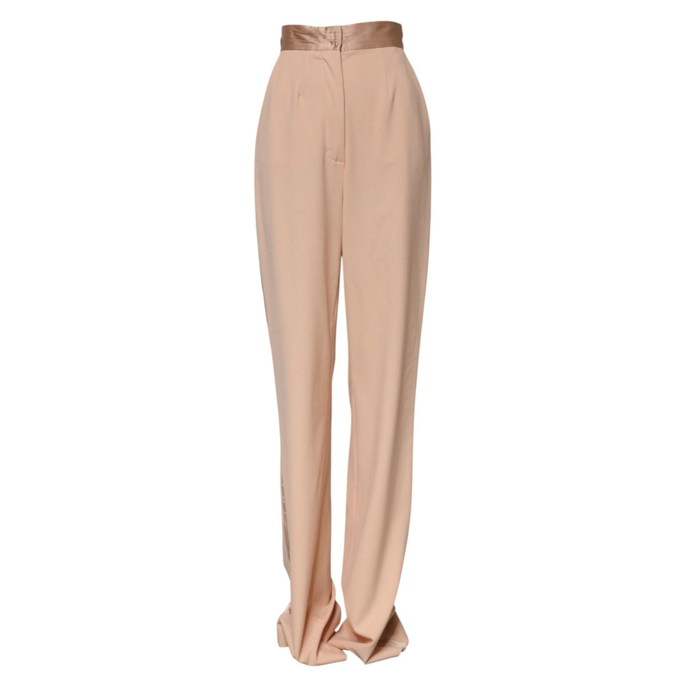Dolce & Gabbana Beige Polyester Mid Waist Tapered Pants PAN76144-40