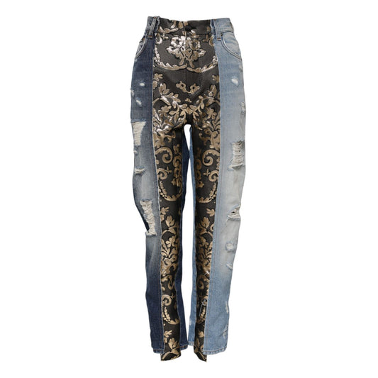 Dolce & Gabbana Multicolor Patchwork Tapered Denim Jeans PAN76253-38