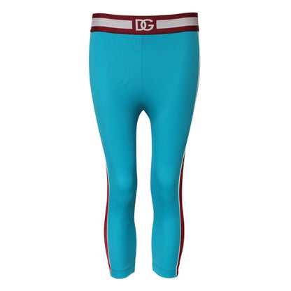 Dolce & Gabbana Blue Nylon Slim Fit Cropped Leggings Pants