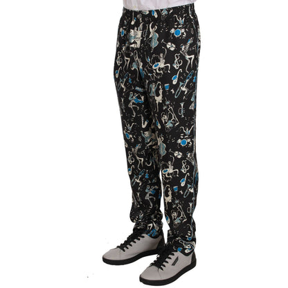 Dolce & Gabbana Black Musical Instrument Sleepwear Pants Jeans & Pants