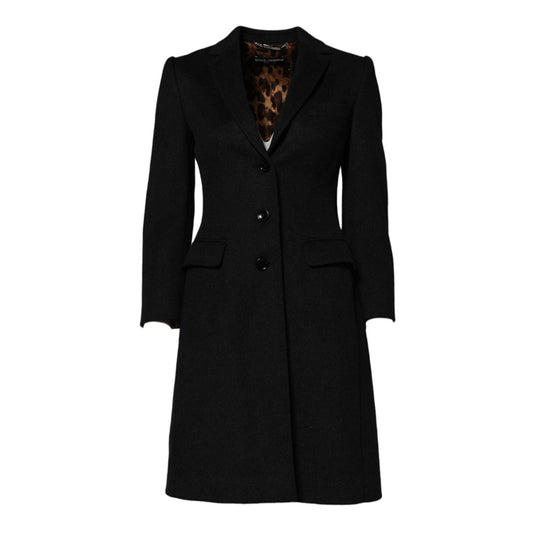 Dolce & Gabbana Black Wool Long Sleeves Trench Coat Jacket JKT3706-36