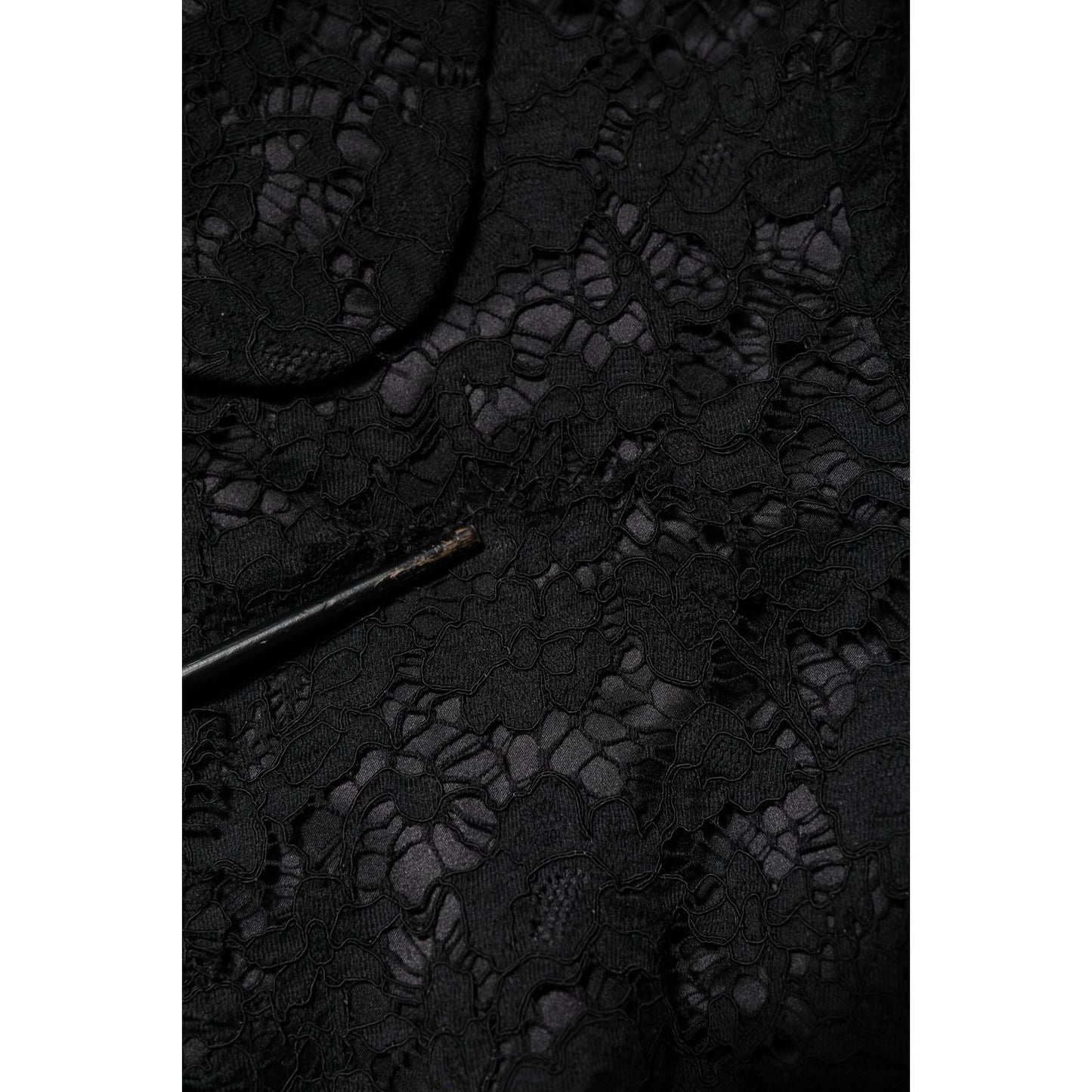 Dolce & Gabbana Black Floral Lace Cotton Collared Jacket