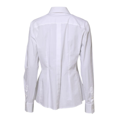 Dolce & Gabbana White Cotton Long Sleeves Collared Shirt Top