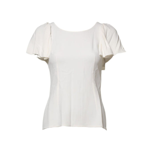Dolce & Gabbana White Round Neck Short Sleeves Blouse Top TSH86556-36