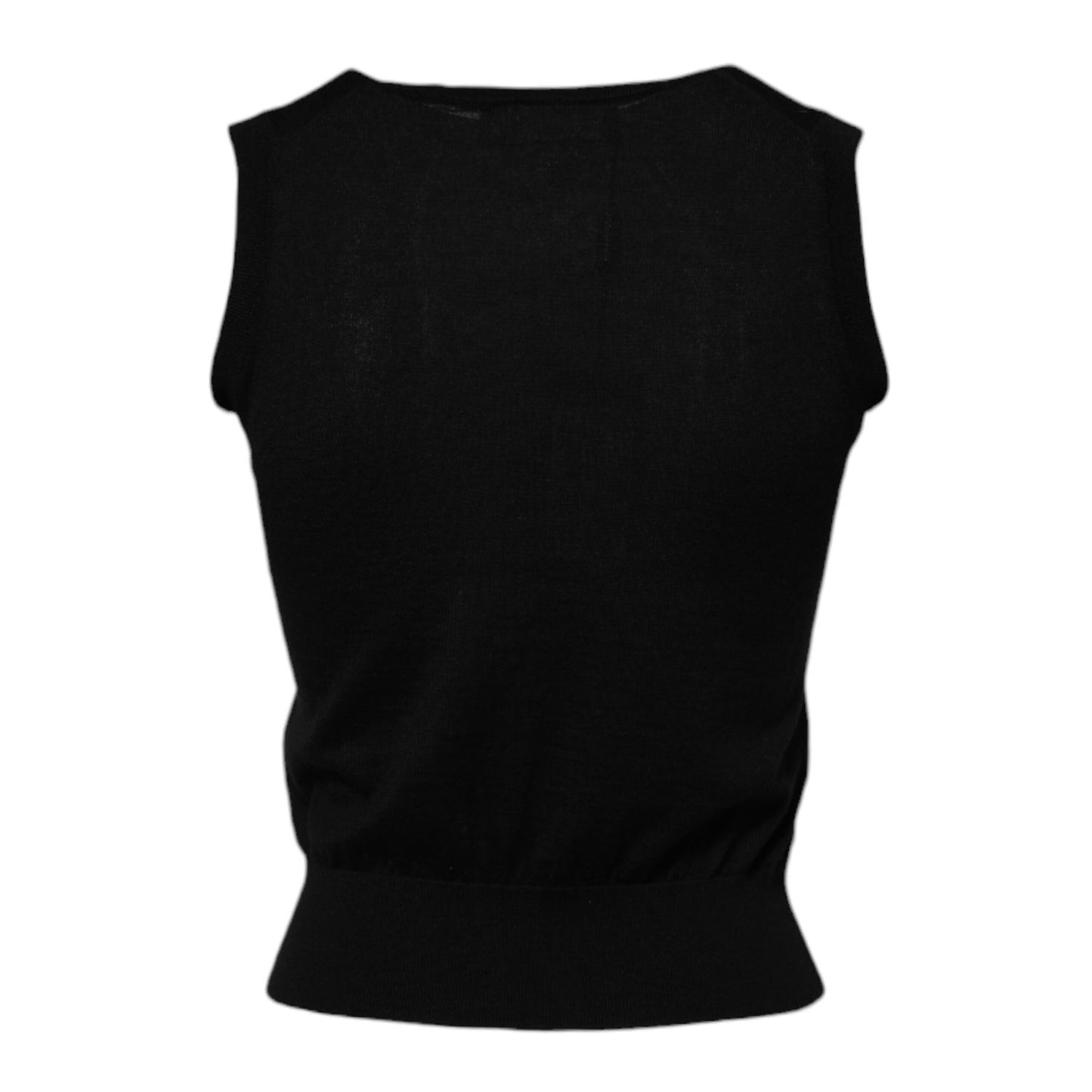 Dolce & Gabbana Black Cashmere Sleeveless Women Tank T-shirt