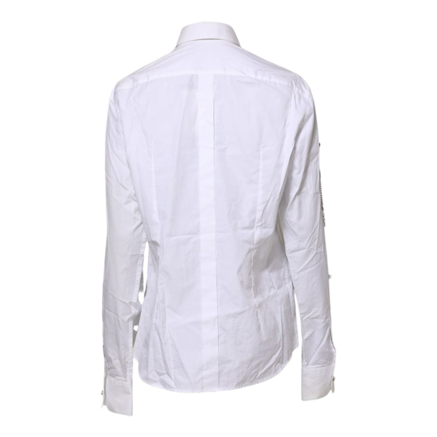 Dolce & Gabbana White Crystal Embellished Collared Shirt Top TSH906741-41