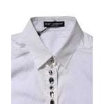 Dolce & Gabbana White Crystal Embellished Collared Shirt Top TSH906741-41