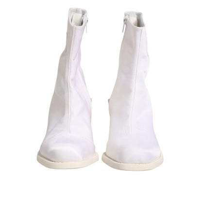 Maison Margiela White Square Heel Zip Ankle Boots Shoes
