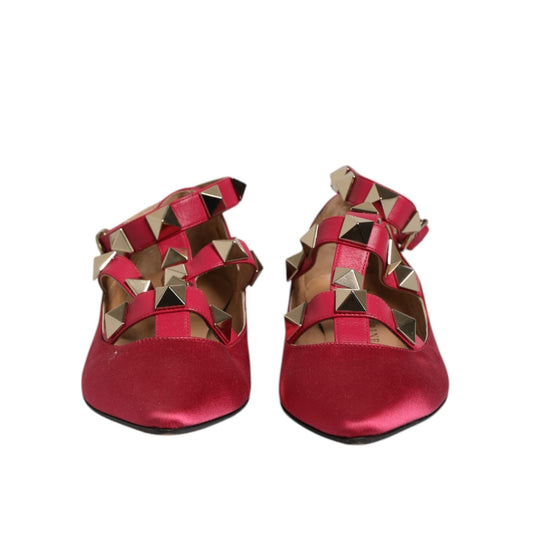 Prosperine Red Gold Studded Pointed Toe Ballet Flats Shoes LA12564-39