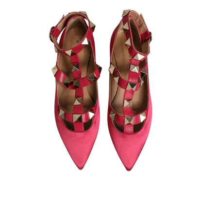 Prosperine Red Gold Studded Pointed Toe Ballet Flats Shoes
