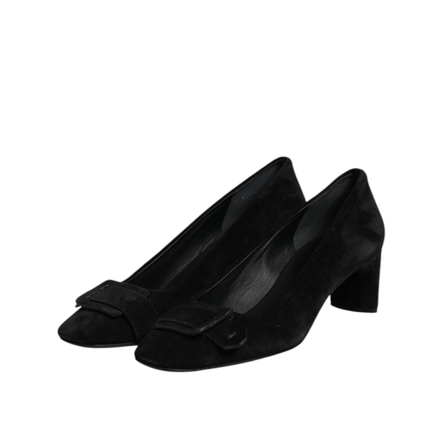 DEL CARLO Black Suede Leather Slip On High Heels Pump Shoes