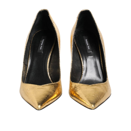 Patrizia Pepe Gold Patent Leather High Heels Pump Shoes LA12592-40