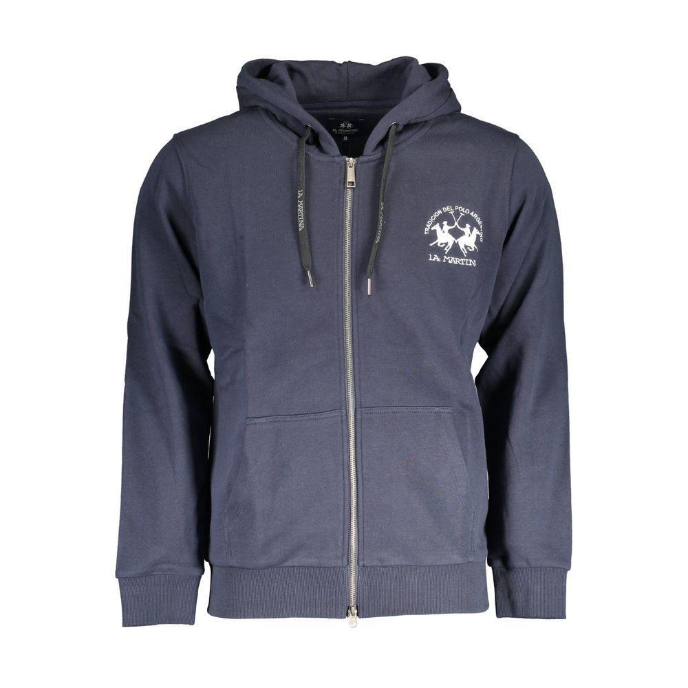 La Martina Blue Cotton Sweater LA-17150-S