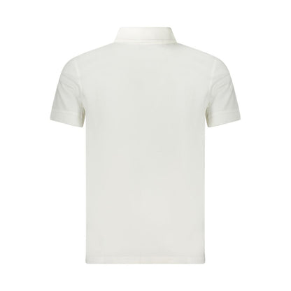 Hugo Boss White Cotton Polo Shirt with short sleeves, 2 buttons, and logo print.