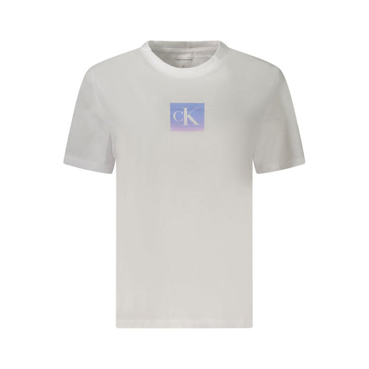 Calvin Klein White Cotton Women T-Shirt with iconic logo, short sleeves, classic crew neck for modern trendsetters.