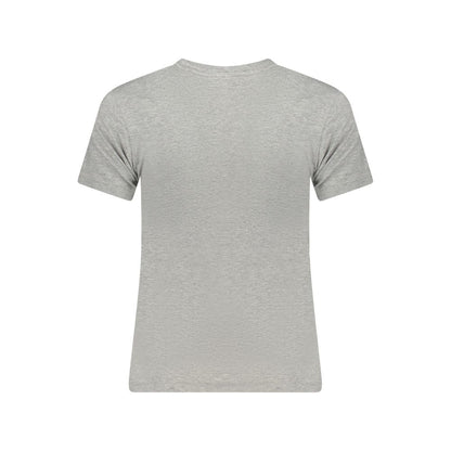 Back view of Guess Jeans Gray Cotton Women T-Shirt showcasing slim fit and short sleeves, perfect for modern fashion.