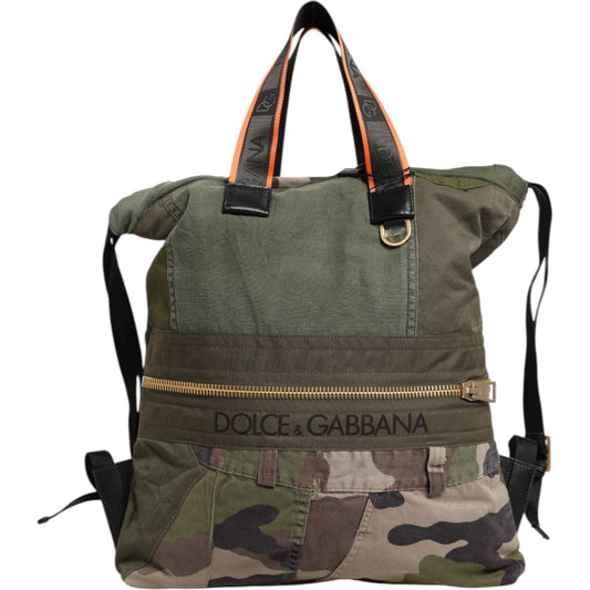 Dolce & Gabbana Military Green Patchwork Rucksack Backpack Bag BAG4635
