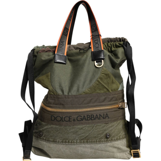 Dolce & Gabbana Military Green Patchwork Rucksack Backpack Bag BAG4636