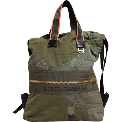 Dolce & Gabbana Military Green Patchwork Rucksack Backpack Bag