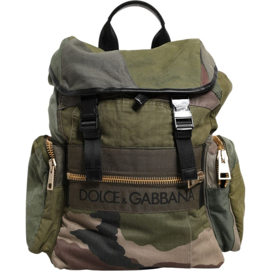 Dolce & Gabbana Military Green Patchwork Rucksack Backpack Bag BAG4639