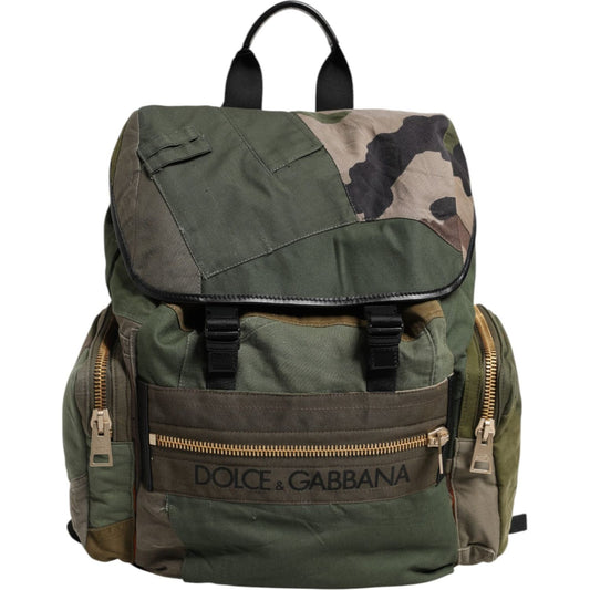 Dolce & Gabbana Military Green Patchwork Rucksack Backpack Bag BAG4641