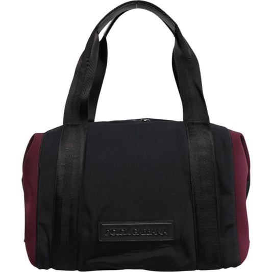 Dolce & Gabbana Black Maroon Hand Shoulder Duffel Travel Bag BAG4643