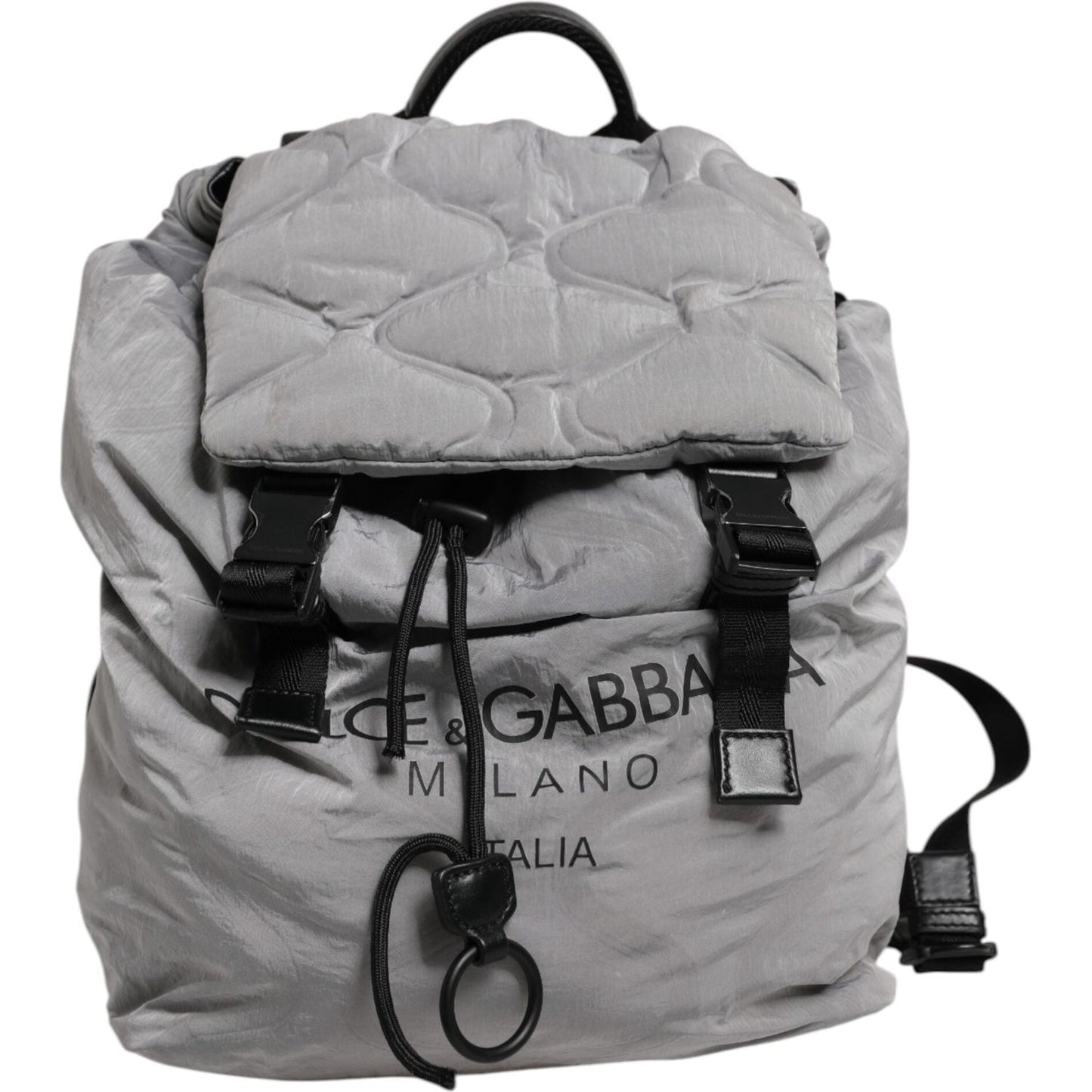 Dolce & Gabbana Gray Milano Print Drawstring Travel Backpack Bag BAG4646